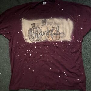 Handmade Thankful Bleach Dyed Tshirt